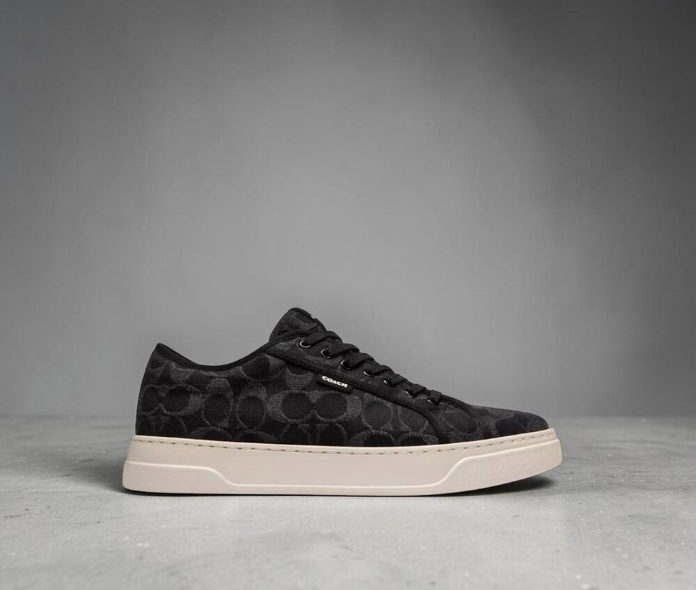 Coach Men’s Size 11.5 Black Signature C Monogram Low Top Sneakers Shoes